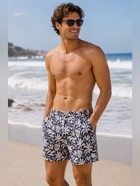 All Fenix NWOT Melbourne Australia Blue White Swim Trunks‎ Shorts
